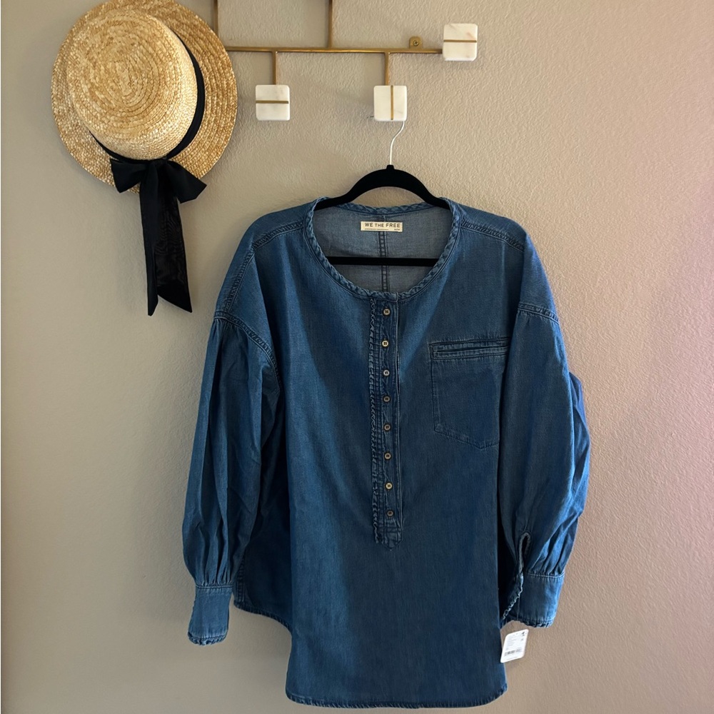 NWT We The Free Denim Dreaming Henley Medium